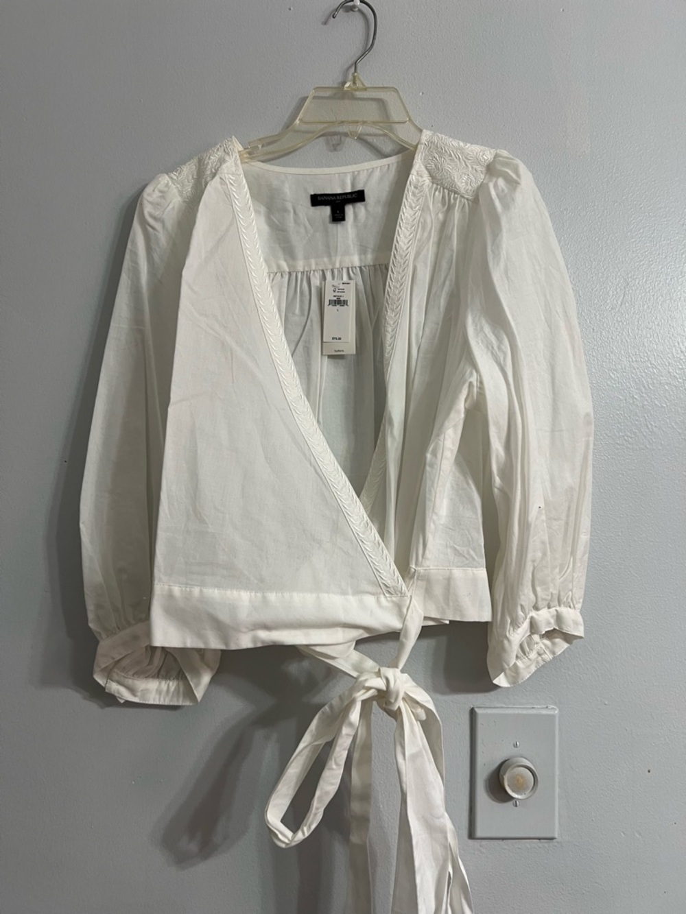 Banana Republic White Wrap Tie Blouse